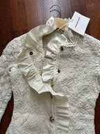 Alexander Wang Smocked Ruffle Long Jacket Dress S In Vintage White