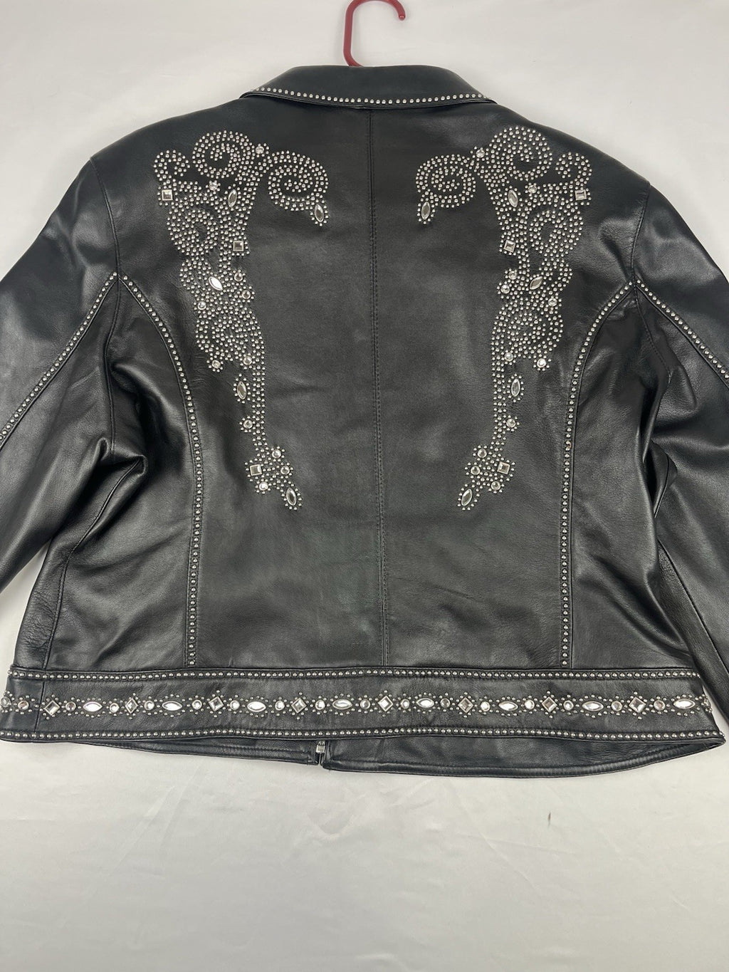 Cripple Creek Genuine Leather Studded Western Biker Jacket Black XXL