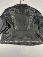 Cripple Creek Genuine Leather Studded Western Biker Jacket Black XXL