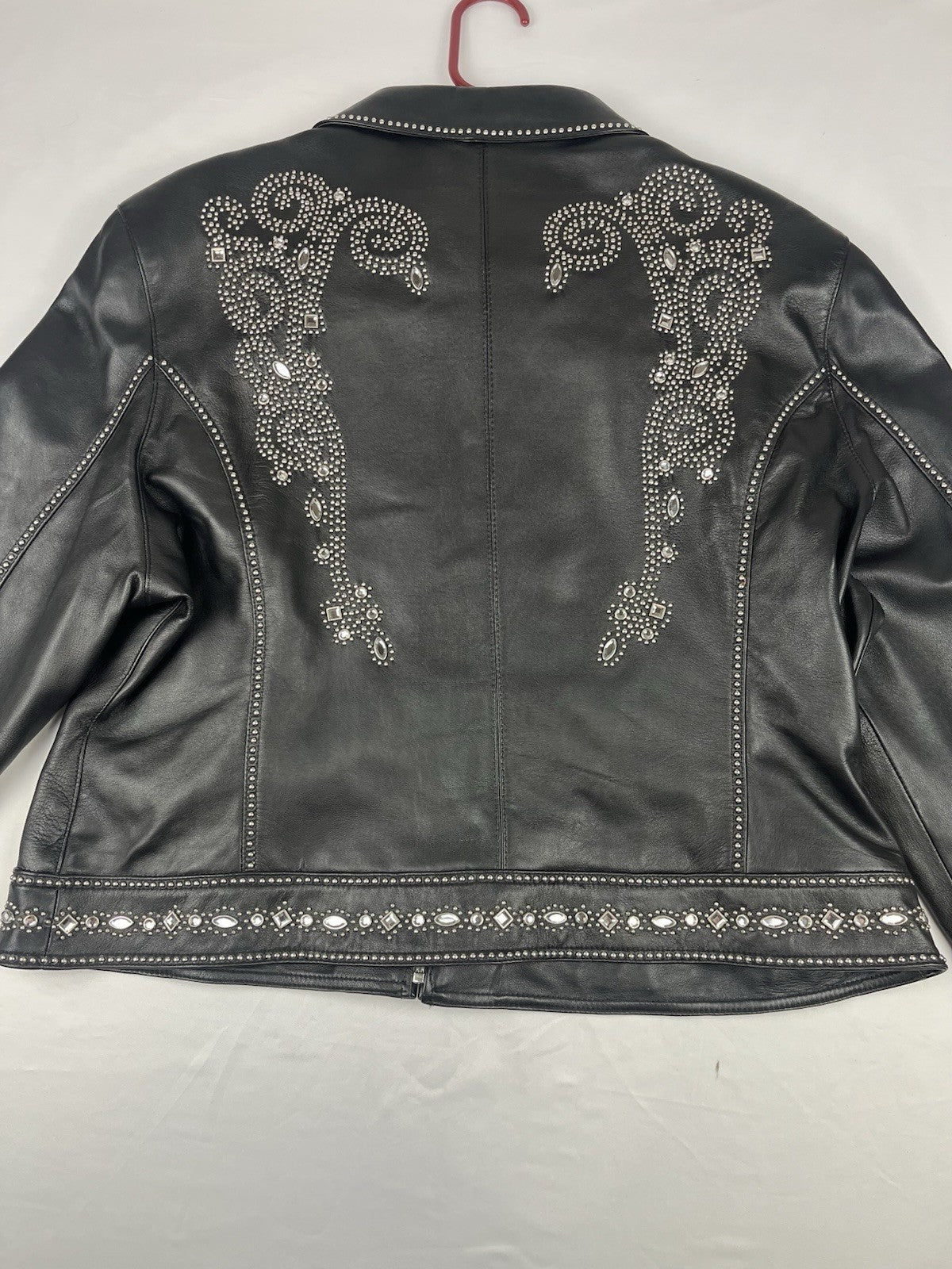 Cripple Creek Genuine Leather Studded Western Biker Jacket Black XXL