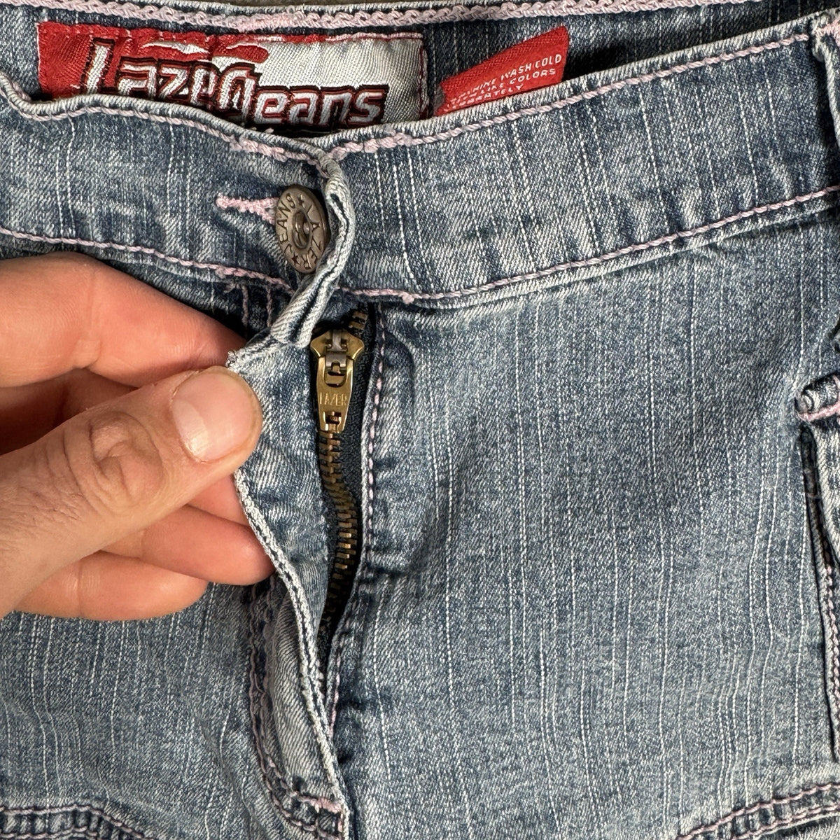 Lazer Y2K Denim Mini Skirt Size 9 Ruffle Bottom
