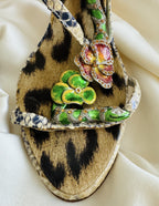 Roberto Cavalli 2000s Snake and Flower Enamel Rhinestone Heels