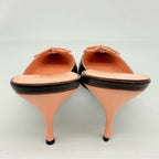 Prada Vintage Dark Brown Pink Bow embellished elongated mules heels EU 39 US 9