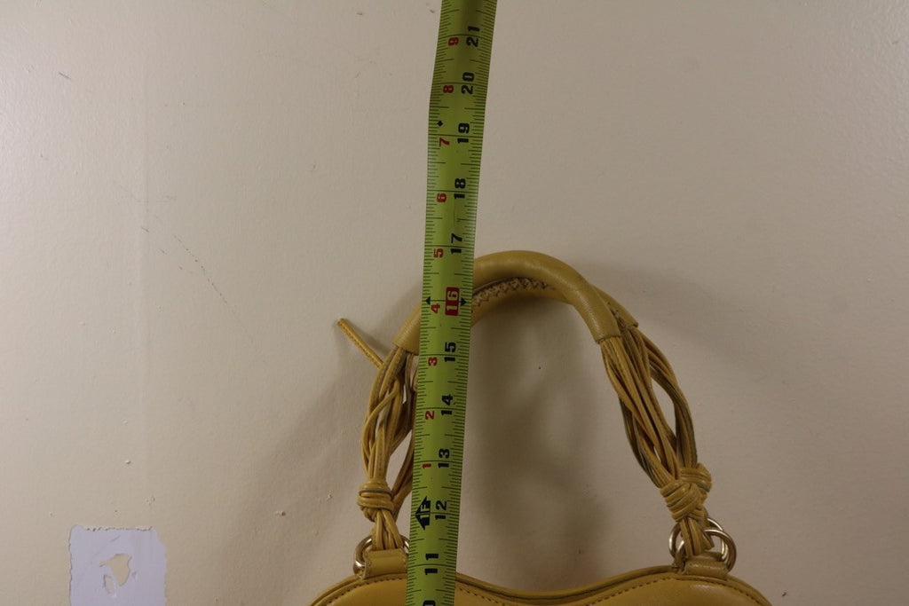 Isabella Fiore Large Yellow Leather Whipstitch Tassel Hobo