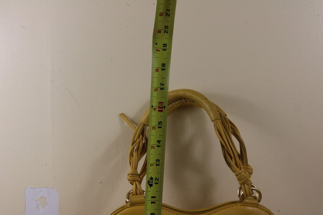 Isabella Fiore Large Yellow Leather Whipstitch Tassel Hobo