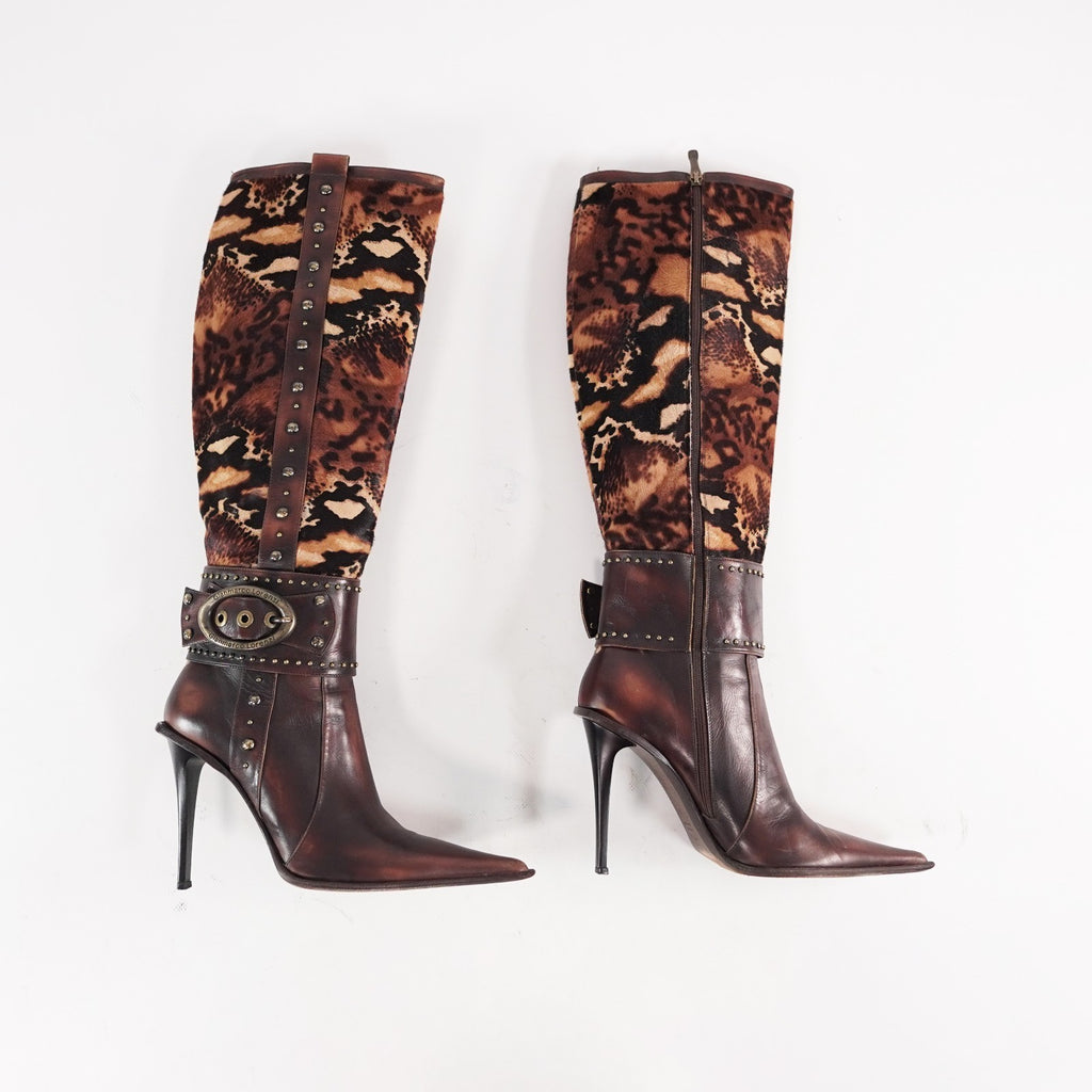 Gianmarco Lorenzi IT39 EU39,5 US9 pointed toe high heels western leather boots
