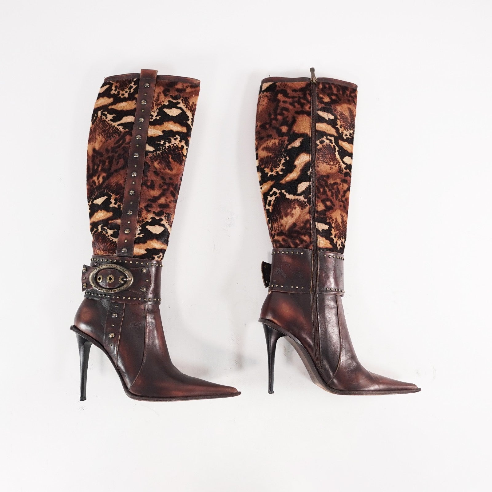 Gianmarco Lorenzi IT39 EU39,5 US9 pointed toe high heels western leather boots