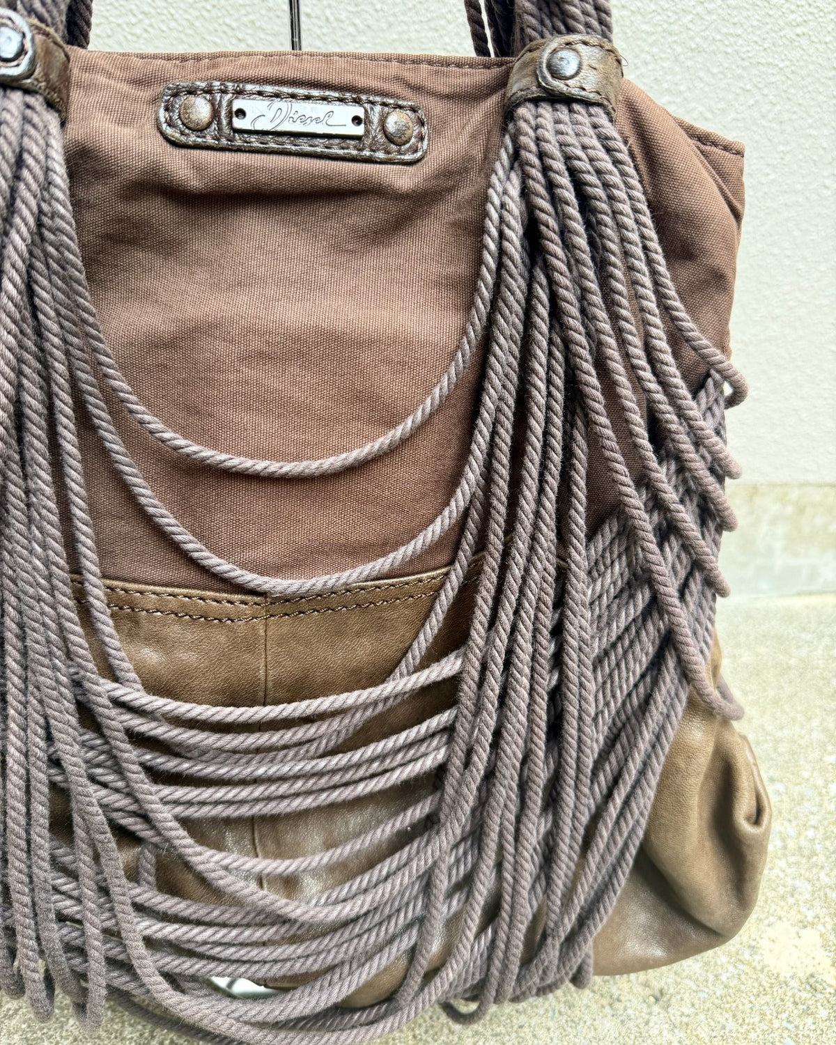 Diesel Y2K Brown Rope Fringe Shoulder Bag