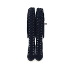 Manolo Blahnik 2015 Fringed Laceup Siouxi 105 Suede Knee High Heeled Boots 37.5