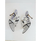 Prada Neiman Marcus 95th Anniversary Floral bouquet Sandals 39 Silver Leather