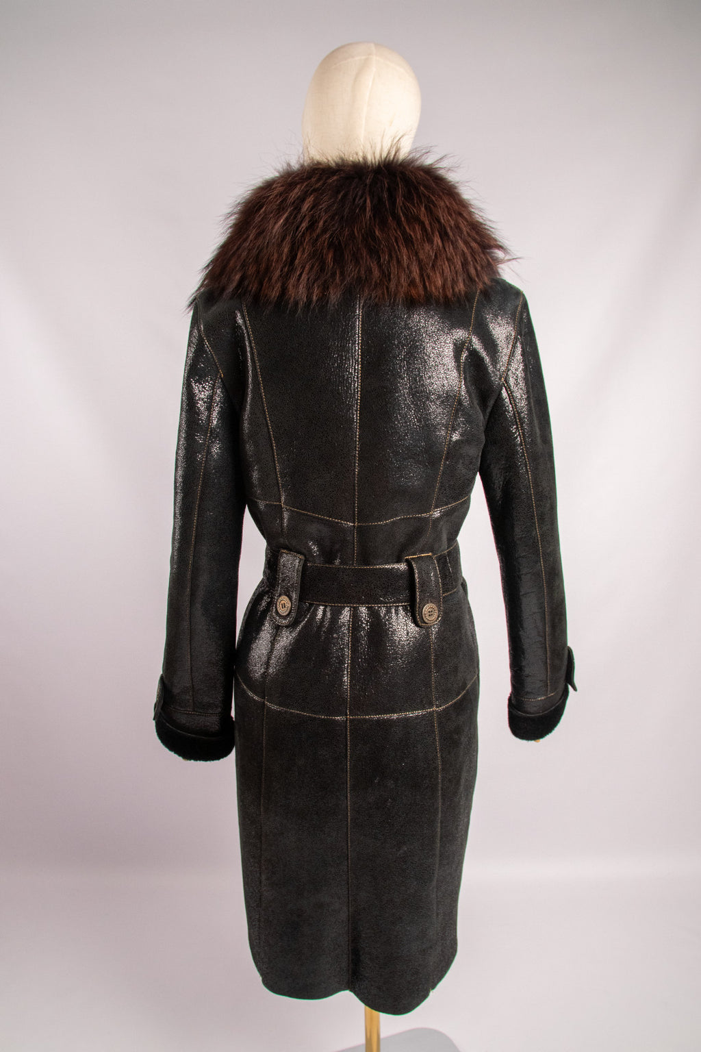 Penny Lane Belted Sheepskin Shearling Coat Size L