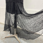 Vintage Y2K Black Heavily Beaded Silk Tassel Dress