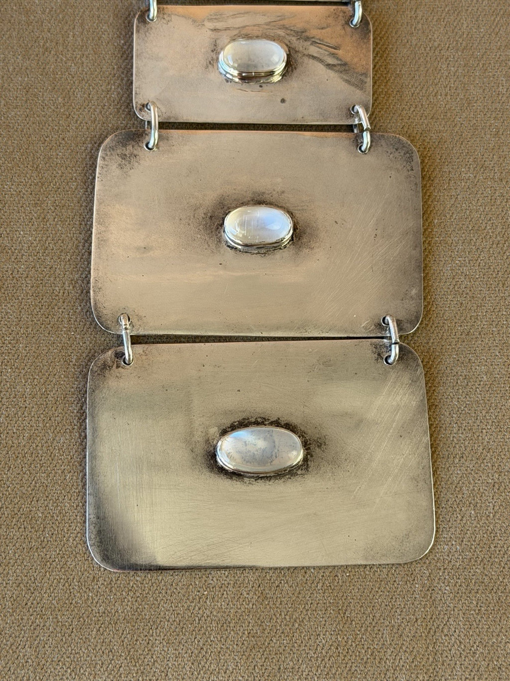 VTG Artisan Studio Modernist Sterling Silver 925 Moonstone Choker Necklace