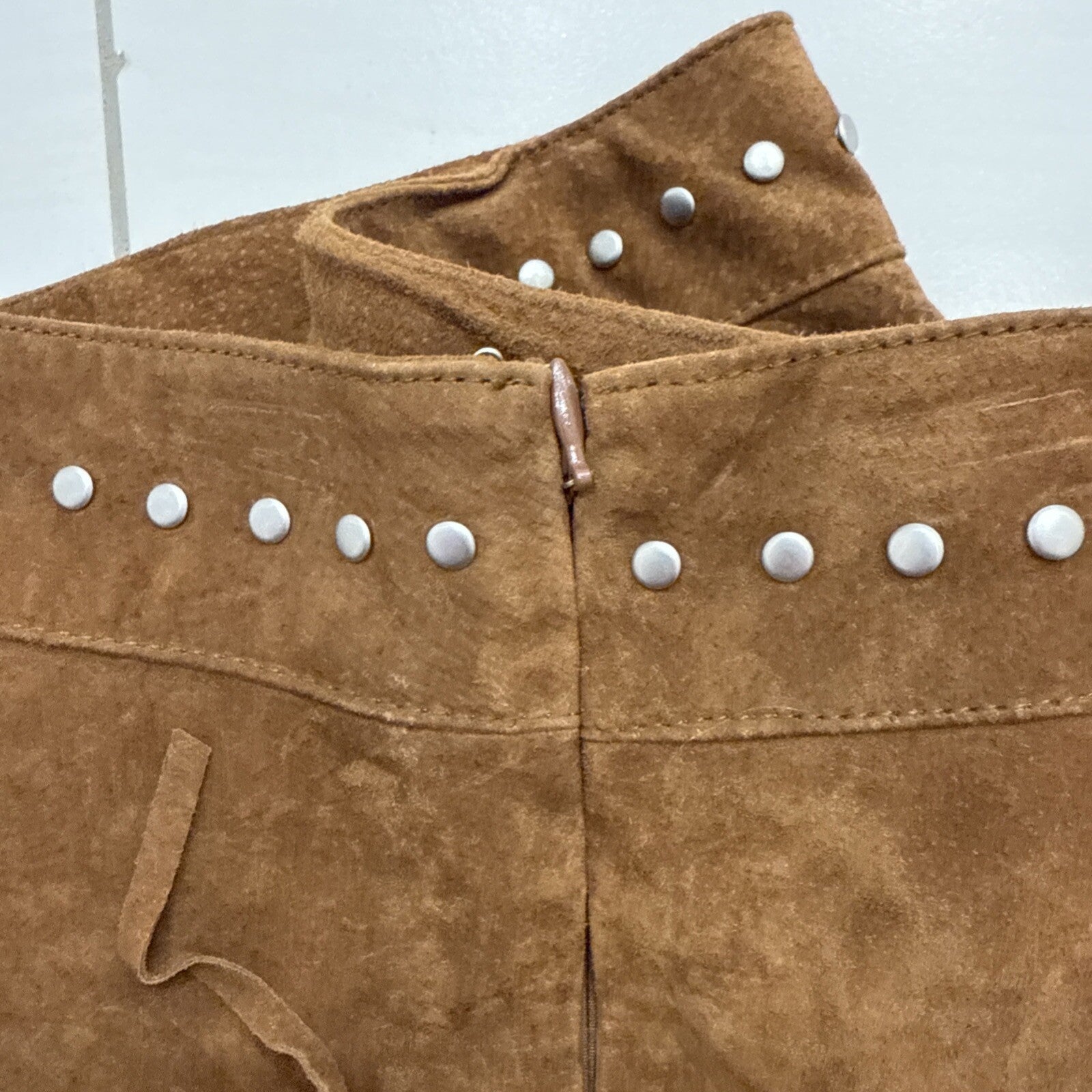 Vintage Bagatelle Skirt Brown Suede Leather studded Size S