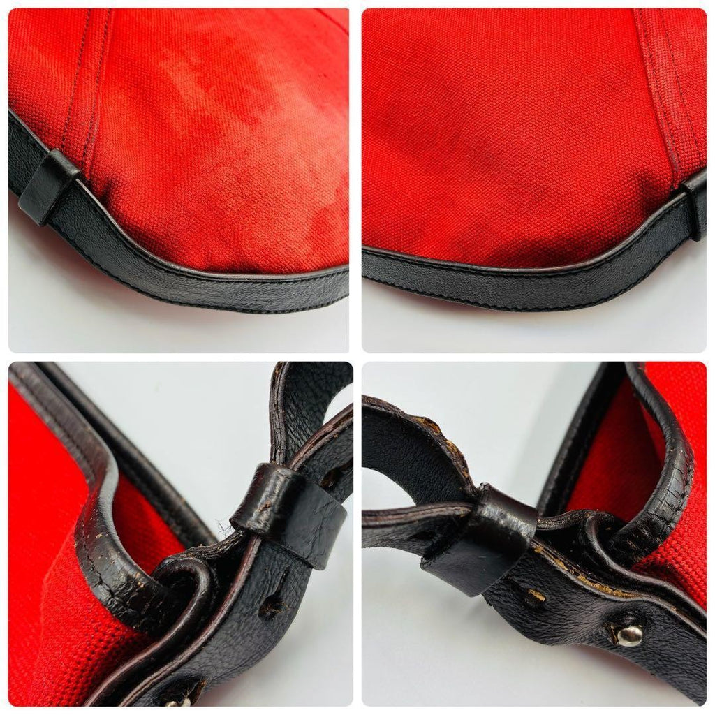 Authentic Yves Saint Laurent rivegauche Mombasa shoulder bag canvas red rare