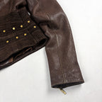 Riri Studded Leather Jacket Brown Small