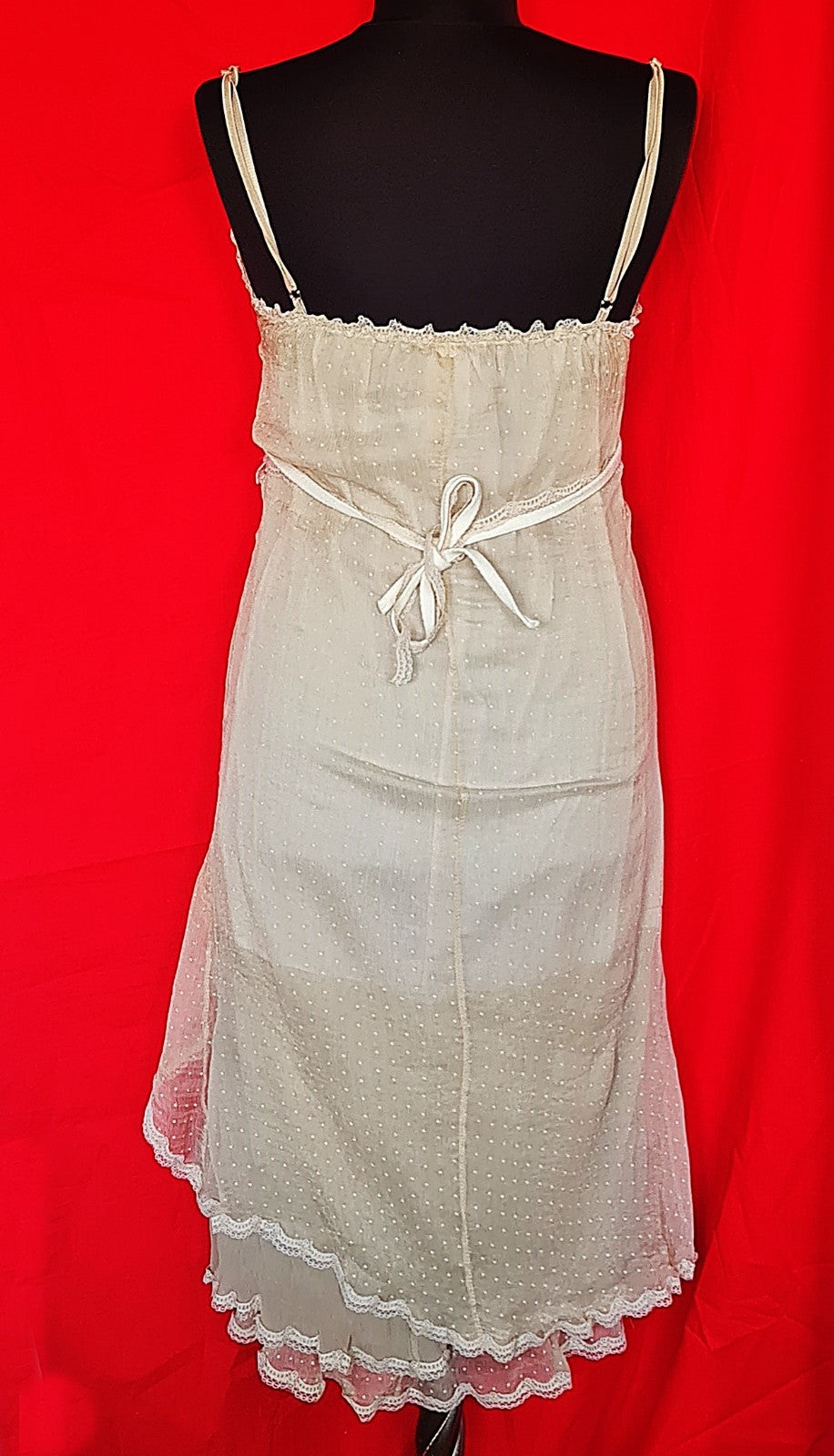 LM Lulu Paris Polka Dot Silk Dress Beige US 10