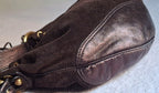 Francesco Biasia Brown Leather and Suede Medium Shoulder Bag with Tassels