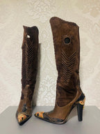 Gianmarco Lorenzi Limited Cowboy Women Boots Very Sexy Heels Size 37