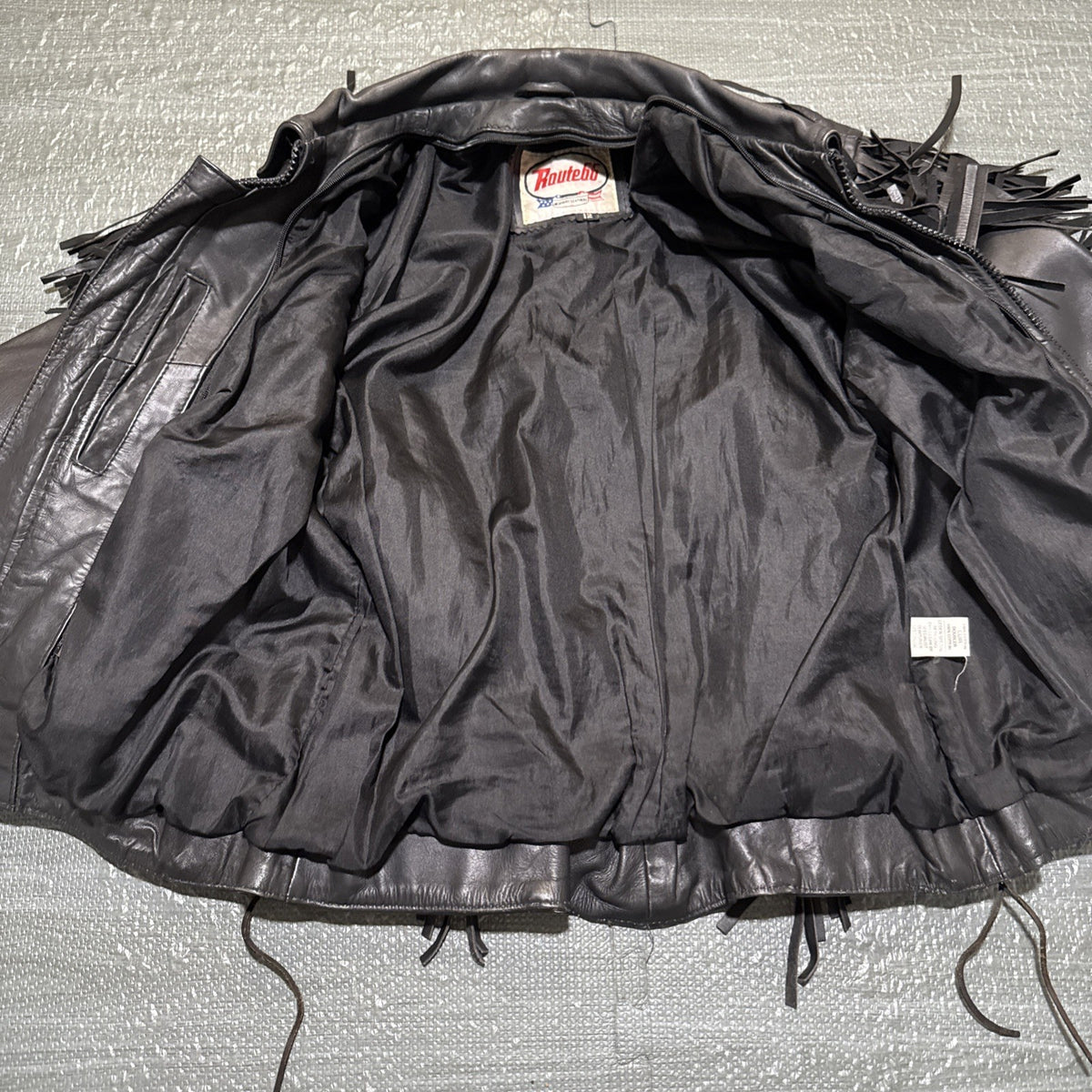 Vintage Route 66 Jacket Leather Fringe Front Zip Black Womens 12 Biker Rodeo