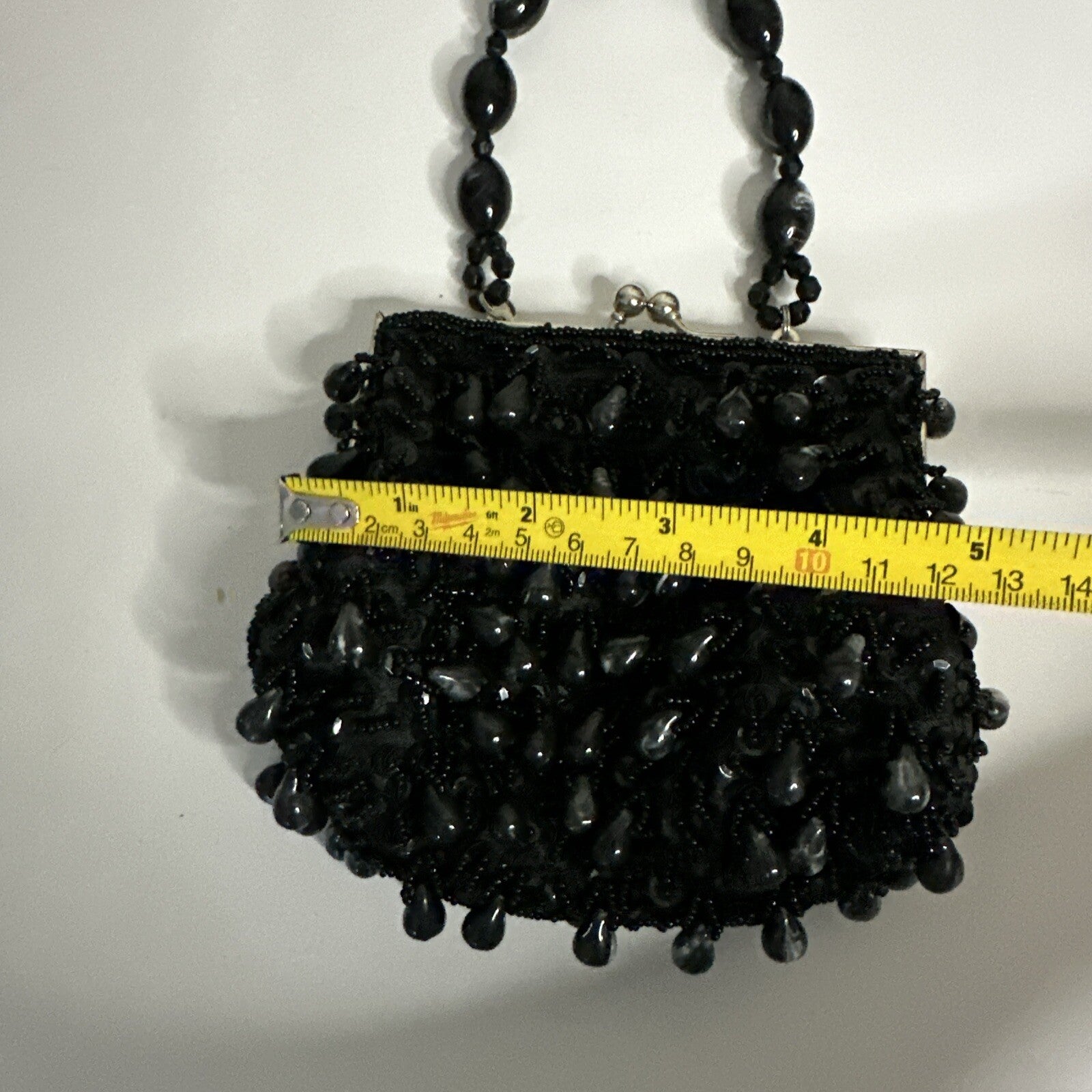 CARA NY IN’S WOMENS BEADED EVENING BAG PROM CLUTCH PURSE USED 4.5” HANDLE
