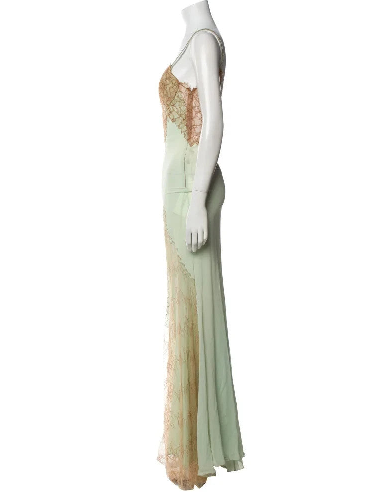 Giani Versace White Lace and Silk Evening Dress