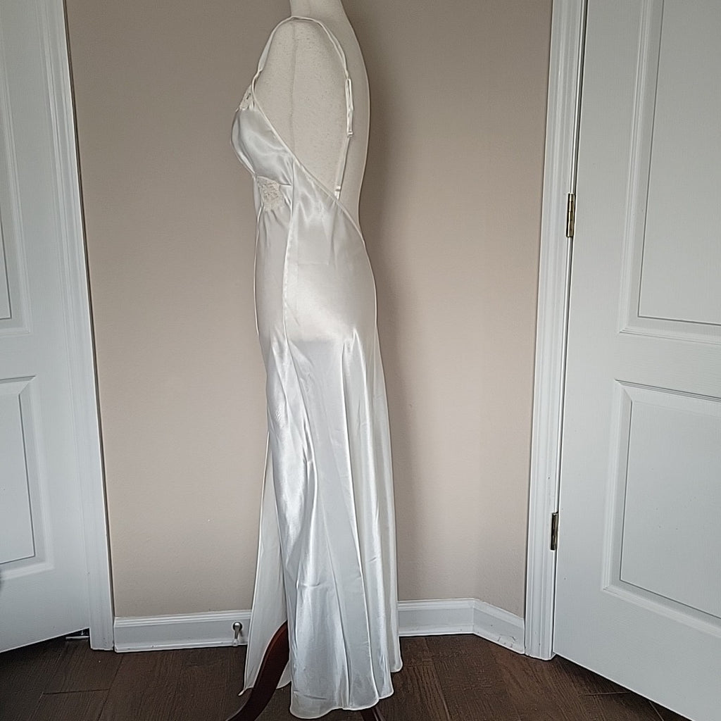 Vintage Victorias Secret Ivory Slip Dress Womens Size M Sequins Lace Bridal Y2K