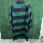 VTG Geoffrey Been Mohair Collar Long Sweater Womens 21x40" L Green Black Striped