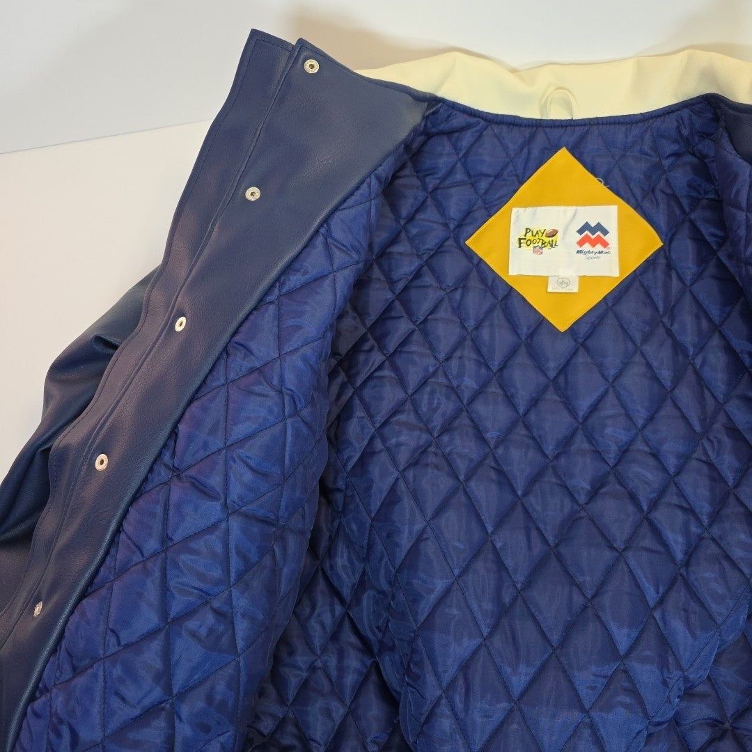 NFL St. Louis Rams Leather Bomber Jacket Kids L Vintage