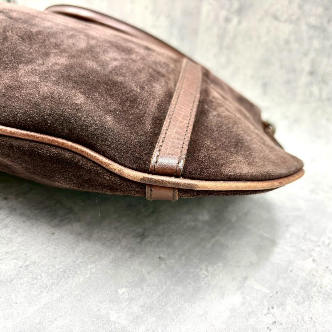 Ralph Lauren Vintage Suede Leather Hobo Shoulder Bag Brown
