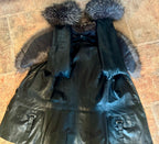 Italian Lamb Skin Leather Jacket with Removable Rabbit Insulation and Silver Fox Trim