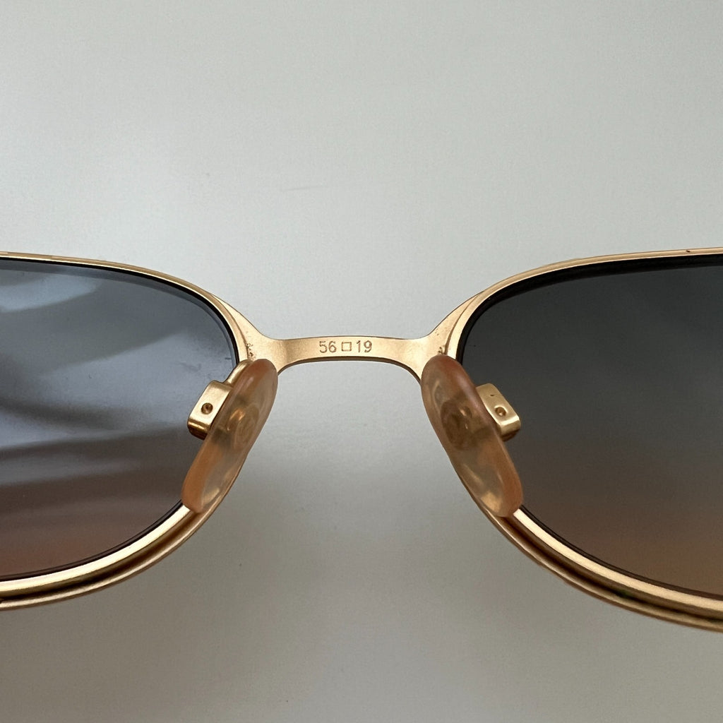 VTG 90s CHANEL Interlocking CC Logo Gold Frame Gradient Lenses Marked Sunglasses