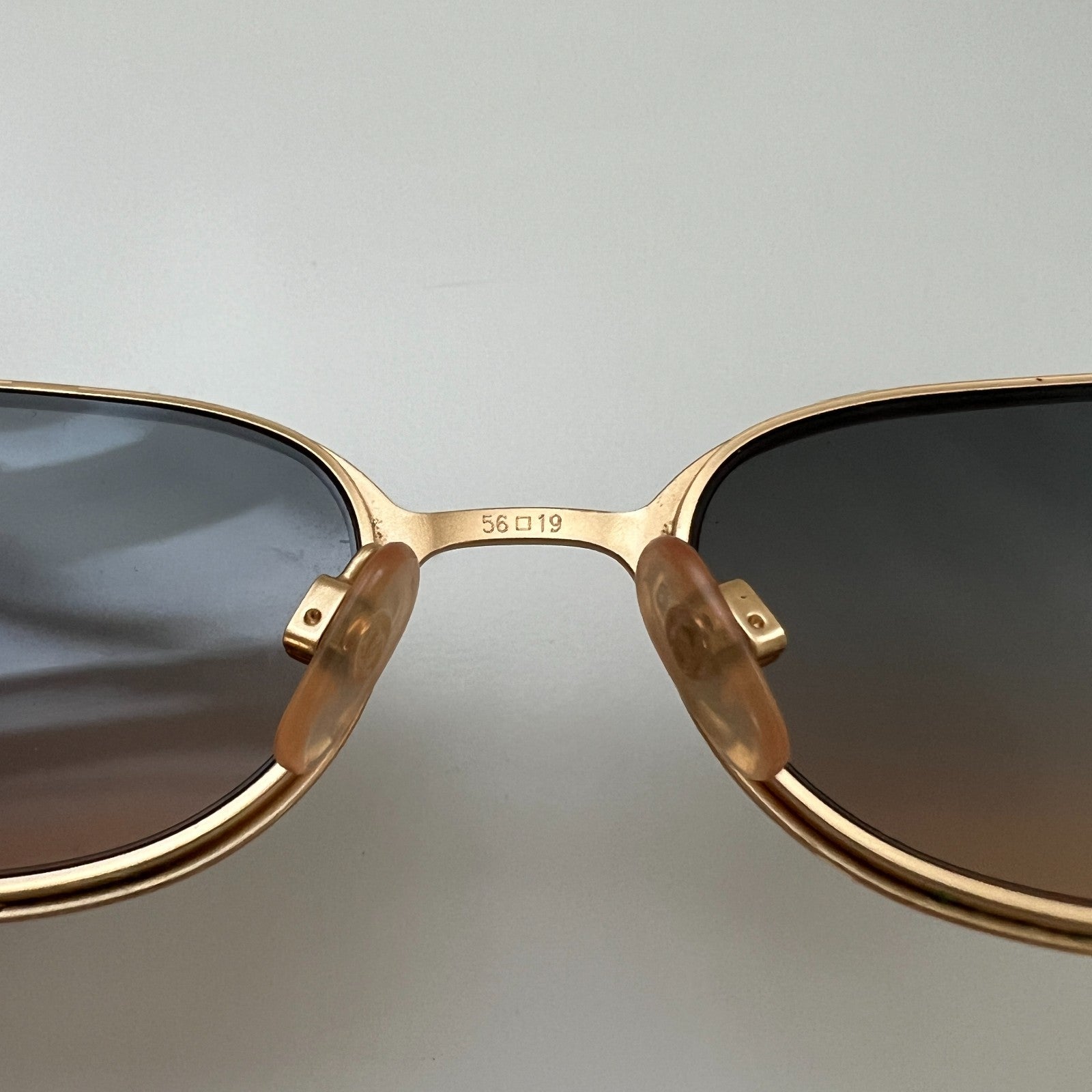 VTG 90s CHANEL Interlocking CC Logo Gold Frame Gradient Lenses Marked Sunglasses