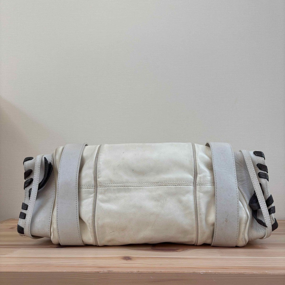 Chloe Silverado White Leather Bag Vintage Early 2000s Large Satchel Tote