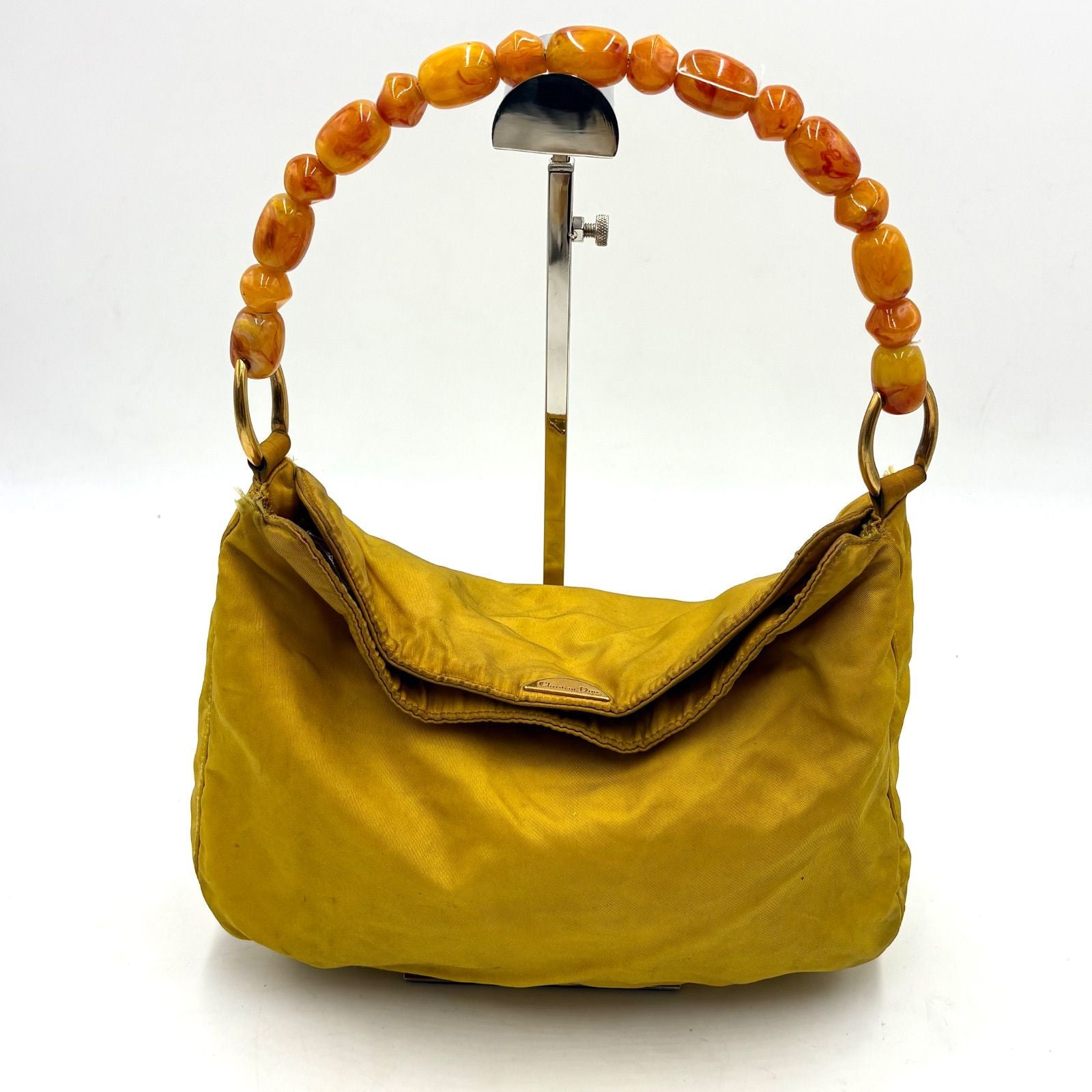 Vintage Christian Dior Yellow Nylon Shoulder Bag - Made in Italy