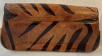 Vintage Francesco Biasia Tiger Stripe Leather Clutch Bag Italy Magnetic Snap
