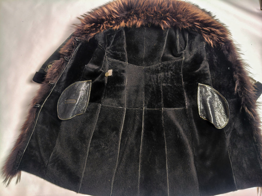 Penny Lane Belted Sheepskin Shearling Coat Size L