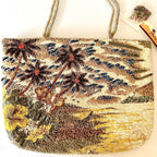 VTG Beaded Purse Hawaii Tiki Hut Palm Tree Luau Hula Shoulder Bag New With Tags