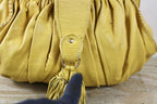 Isabella Fiore Large Yellow Leather Whipstitch Tassel Hobo