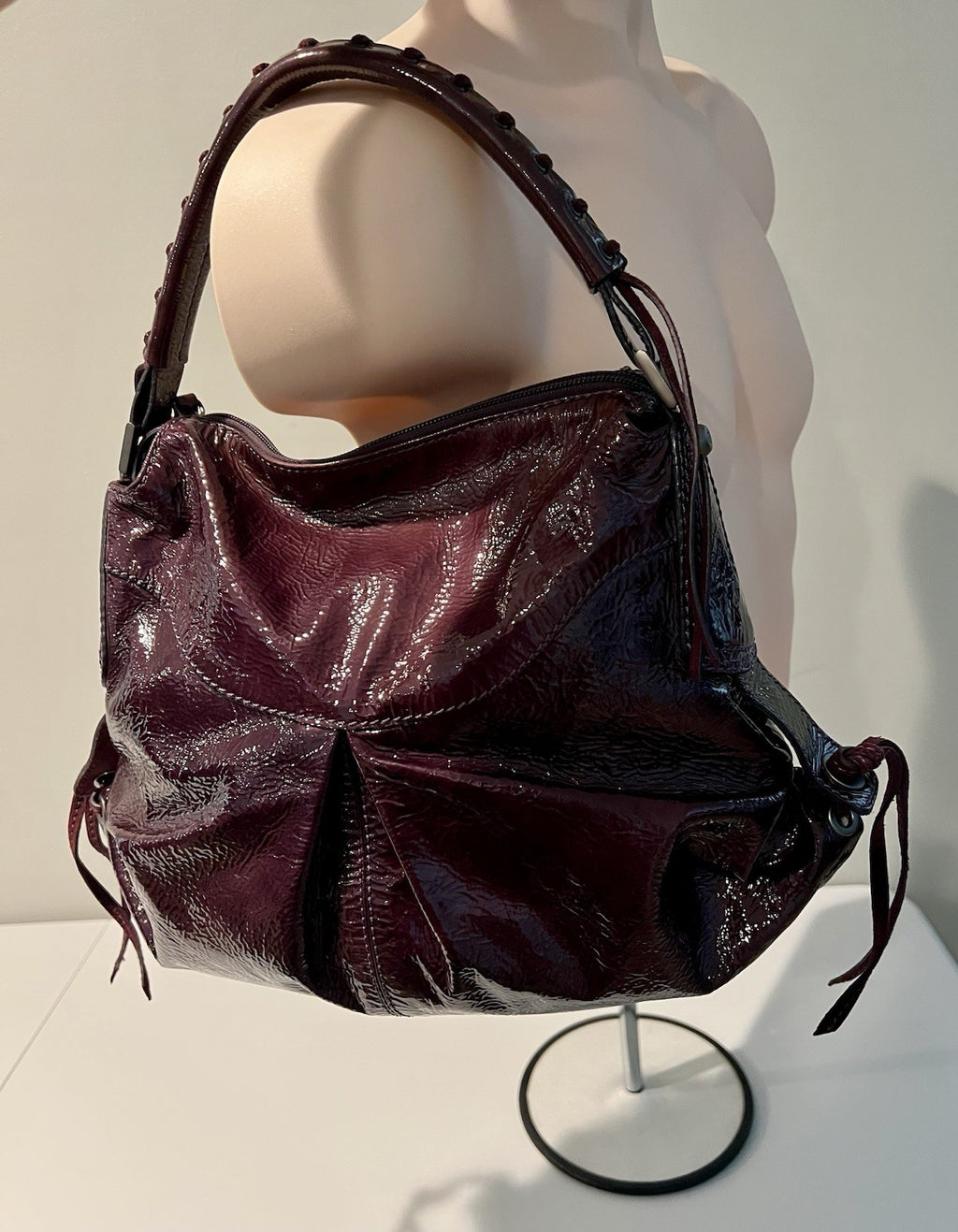 Francesco Biasia Purple Patent Leather Shoulder Bag