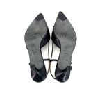 Vintage Chanel CC Logo Bow Black Leather Slingback Pointed Toe Pumps 38.5EU