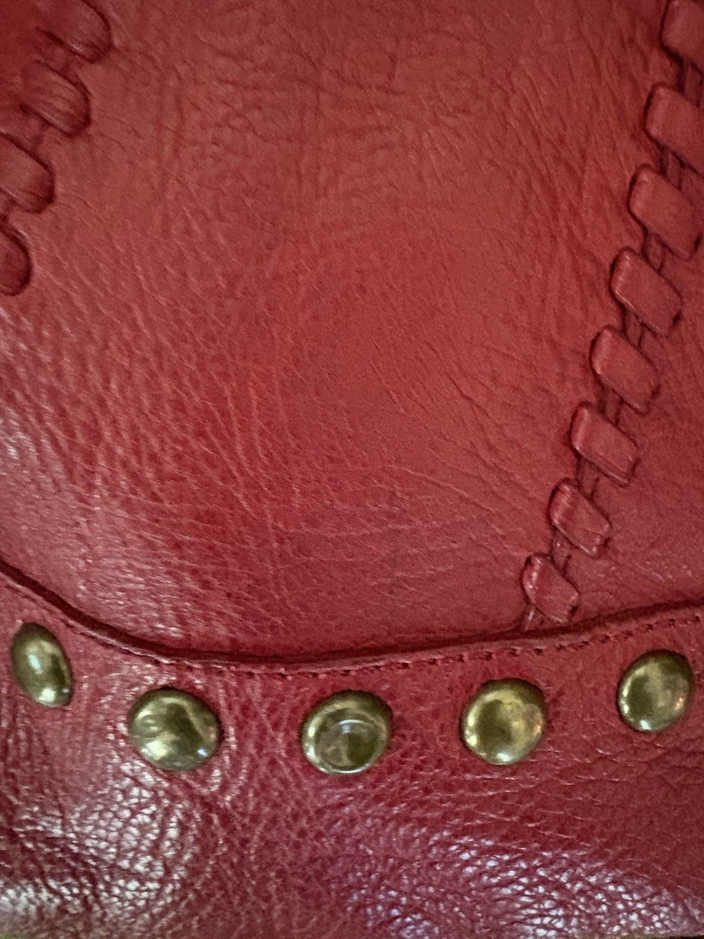 Isabella Fiore Audra Studded Leather Hobo Bag Red