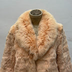 Vintage Blush Pink Rabbit and Fox Fur Jacket