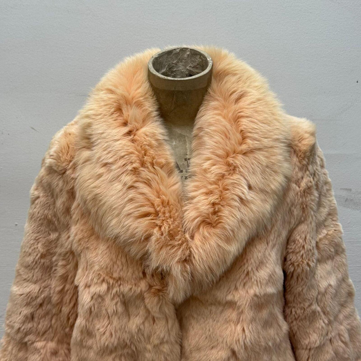 Vintage Blush Pink Rabbit and Fox Fur Jacket