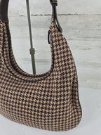 Lauren Ralph Lauren Brown Houndstooth Wool Blend Shoulder Bag Y2K