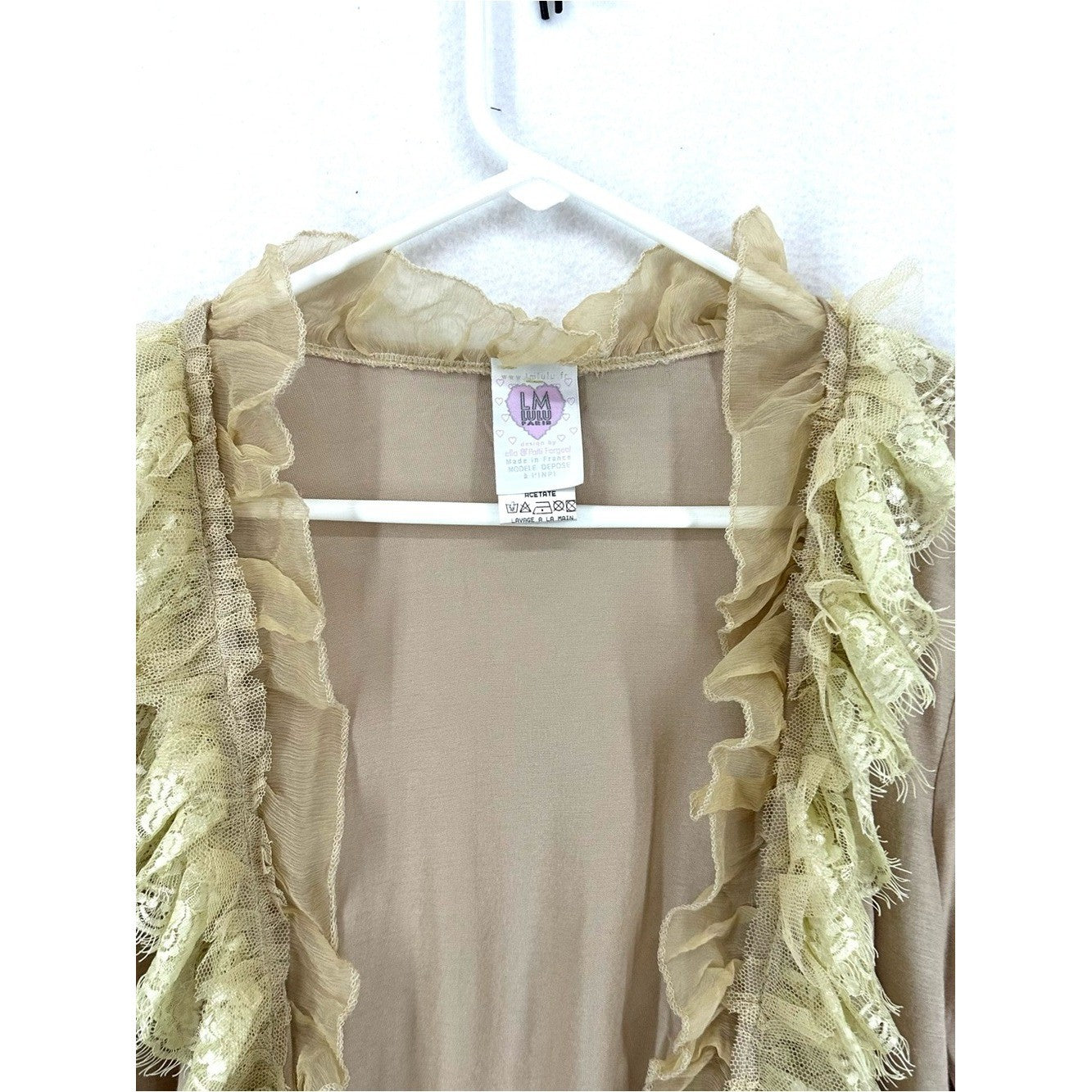 LM Lulu Paris Bahamas Lace Ruffle Tie Cardigan Large