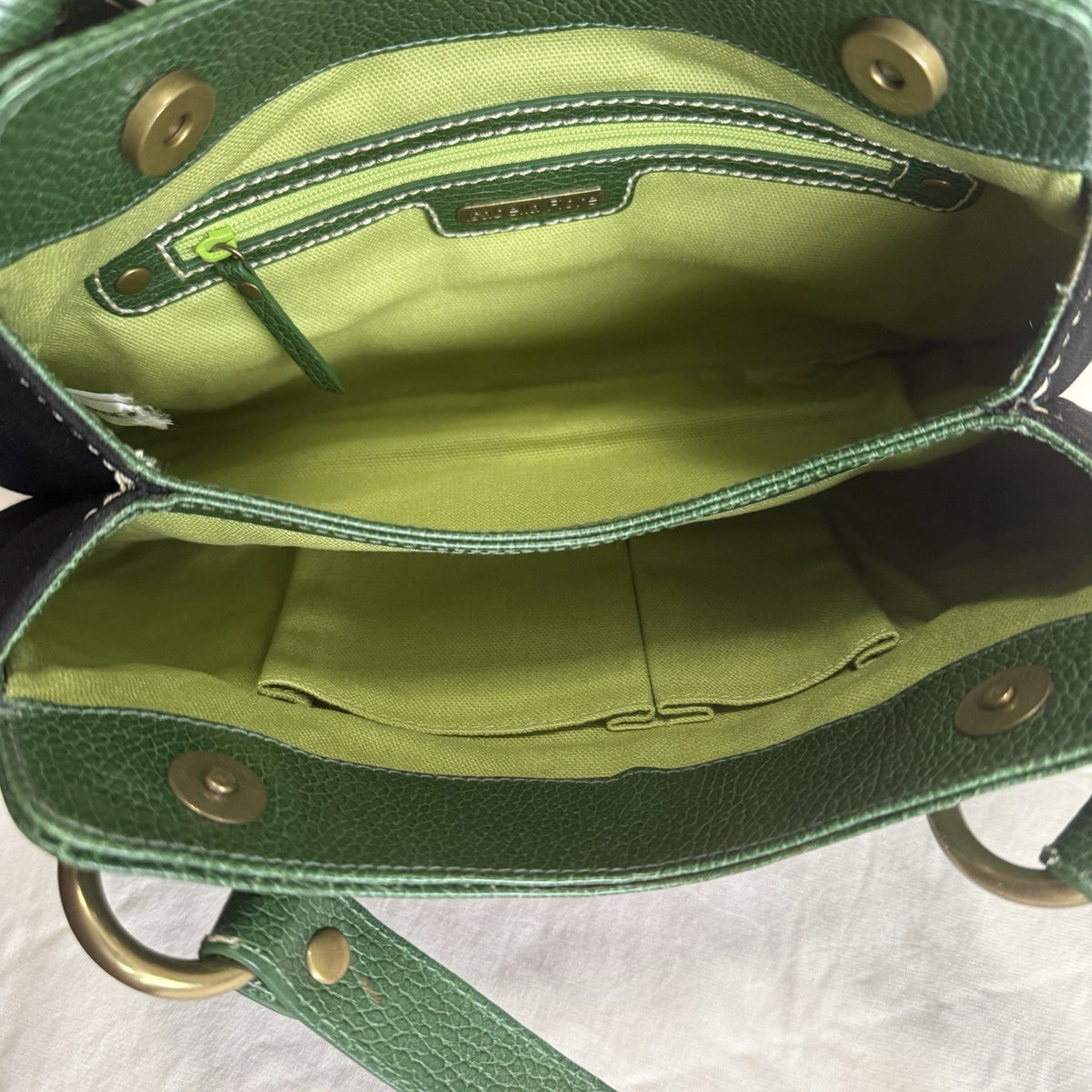 Isabella Fiore Green Floral Abstract Studded Shoulder Bag
