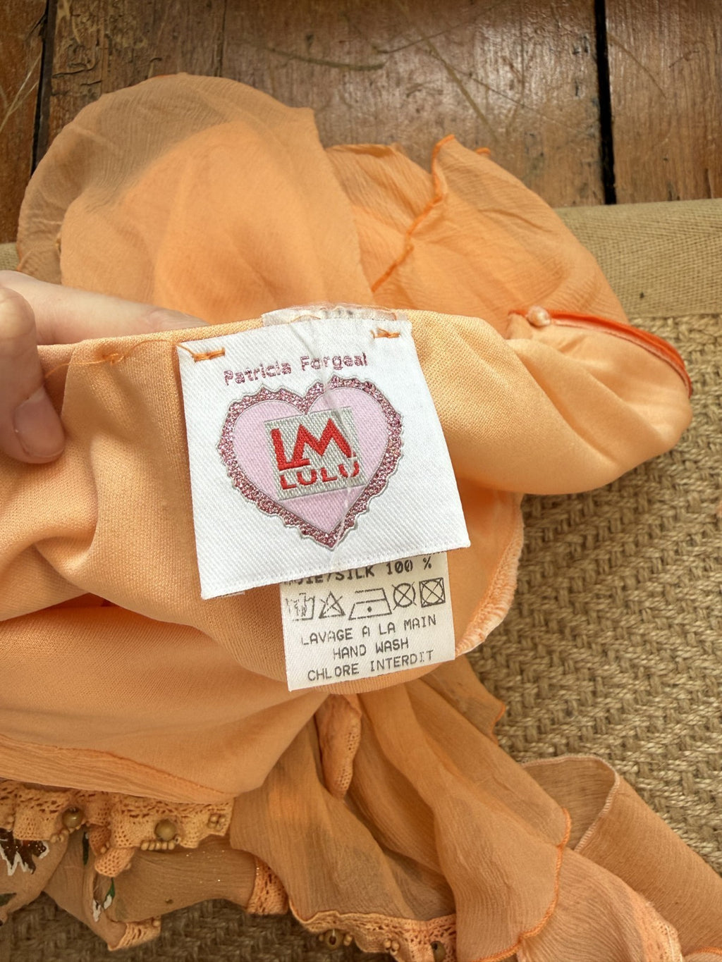 Lululemon Silk Orange Floral Beaded Cami and Skirt Set XS