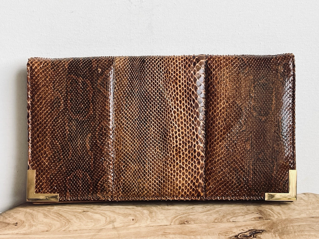 Vintage Python And Leather Clutch Purse With Strap Vintage Argentina Arnoleo’s