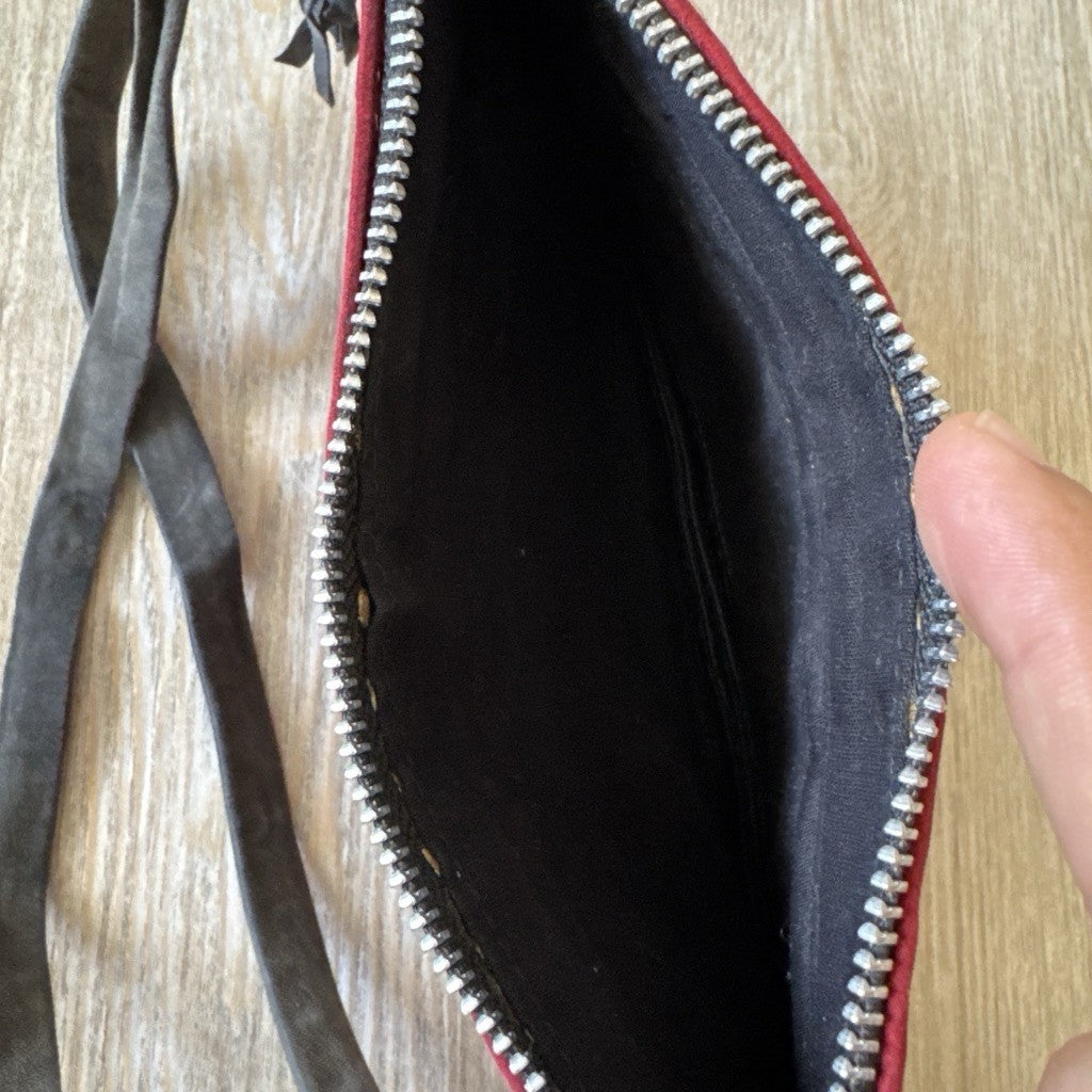 Vintage Suede Fringe Shoulder Bag Red Pink Y2K